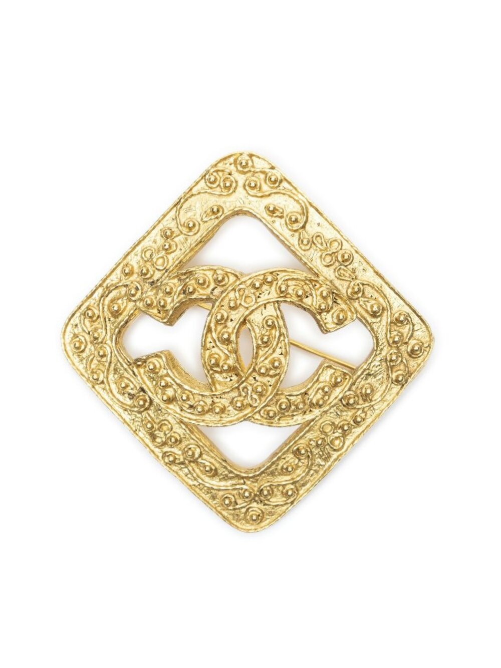Chanel CC Diamond Shape Brooch Gold Plated